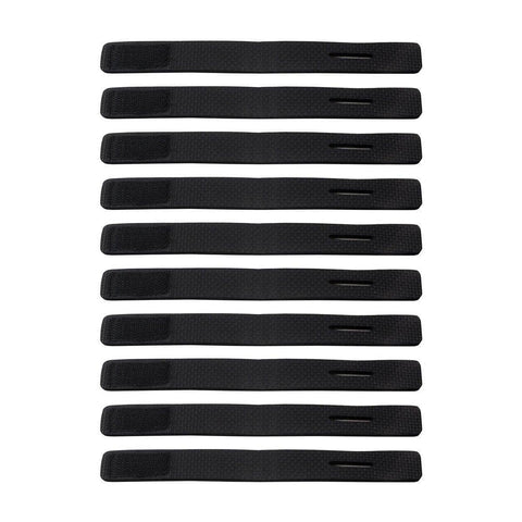 Fishing Rod Tie Strap Tackle Wrap Band, Black - Pack of 10