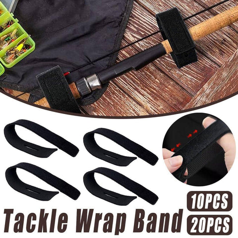 Fishing Rod Tie Strap Tackle Wrap Band, Black - Pack of 10 - view 2