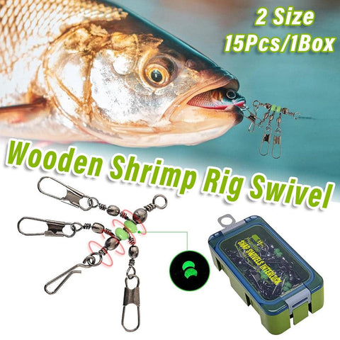 Fishing Snap Swivel Rig with Green Beads and Storage Box, Pack of 15 - 3.3 x 4.5 cm - view 2