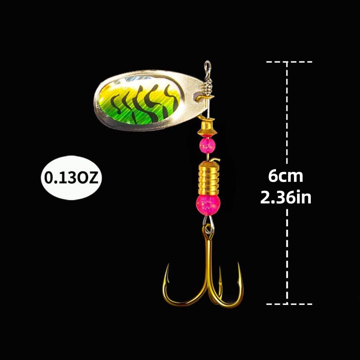 Fishing Spinner Lure Set with Feather Treble Hooks and Tackle Box - Pack of 10 - view 3