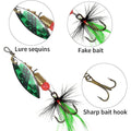 Fishing Spinner Lure Set with Feather Treble Hooks and Tackle Box - Pack of 10 - view 4