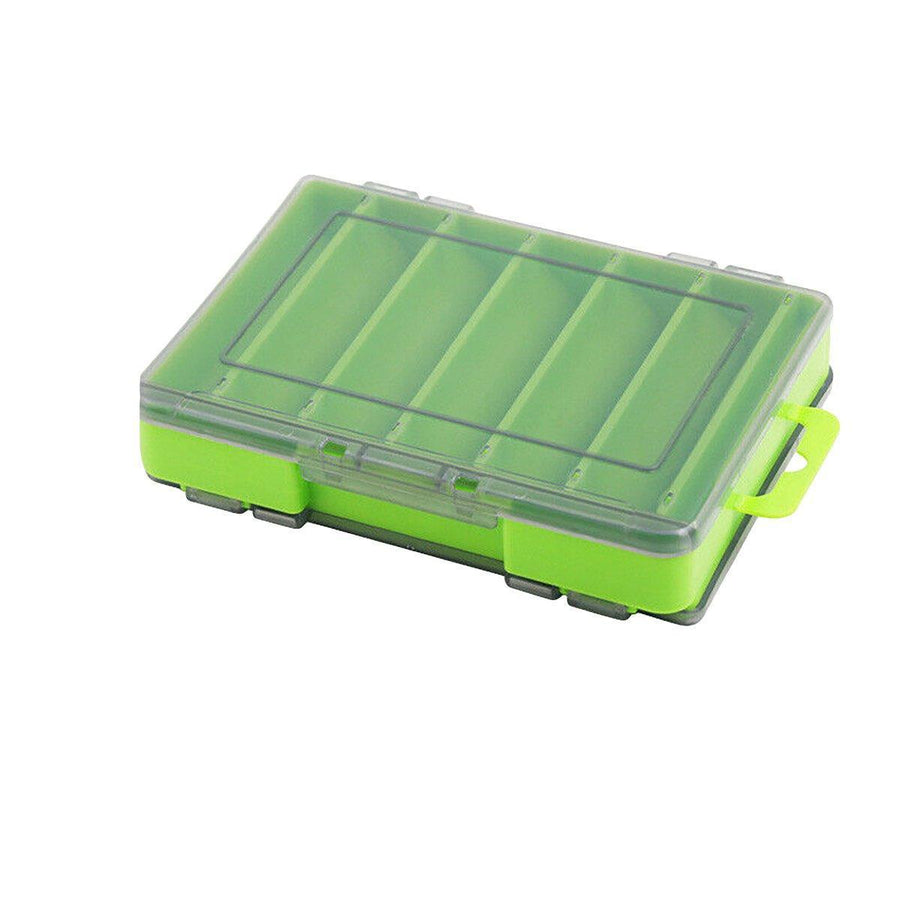 Fishing Tackle Box with 14 Compartments - Green, Small (13.8 x 10 cm)