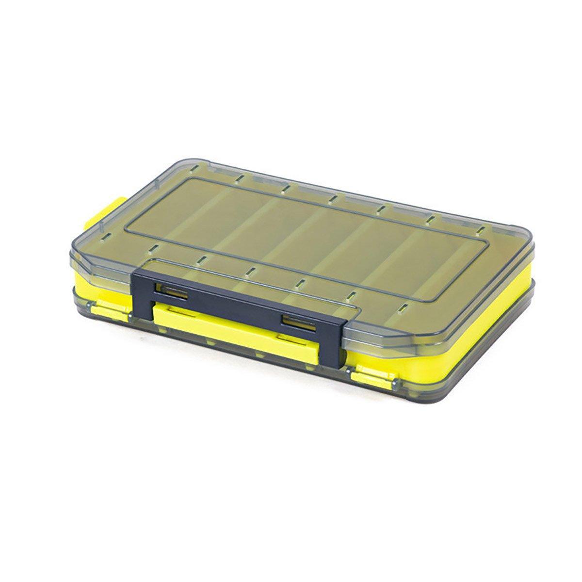Fishing Tackle Box with 14 Compartments - Yellow, Large (19.8 x 13.5 cm)