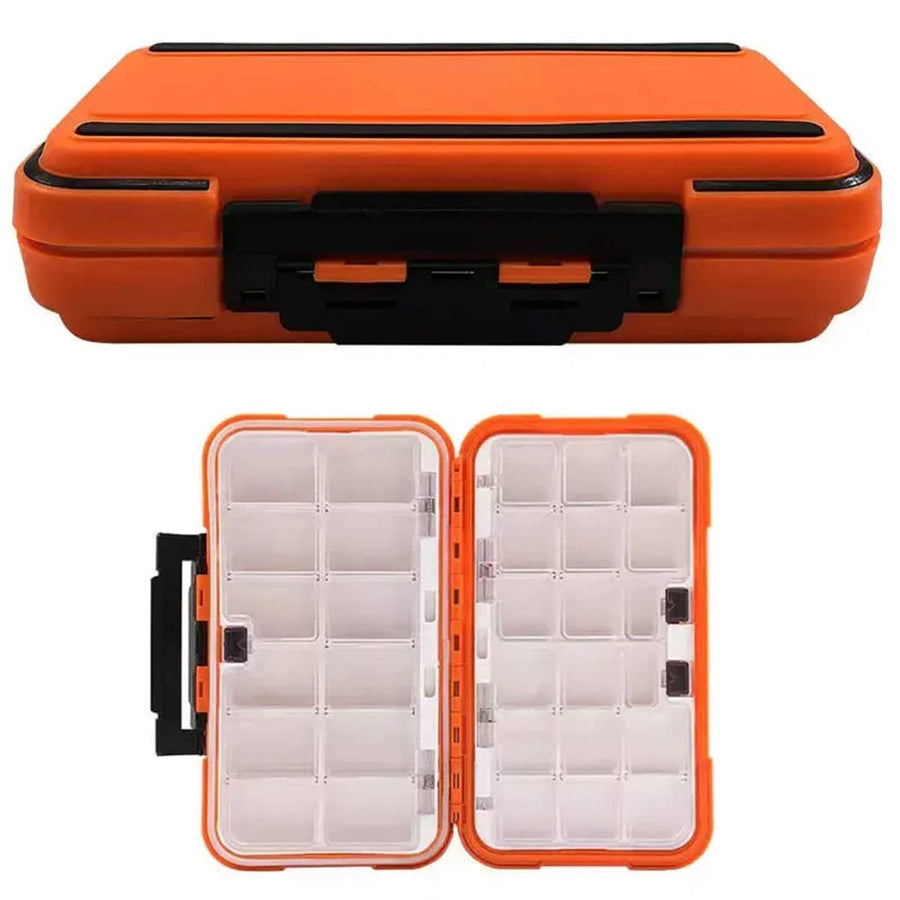 Fishing Tackle Box with Dividers and Snap-Lock Closure - Orange, Large (19.8 x 11 cm)