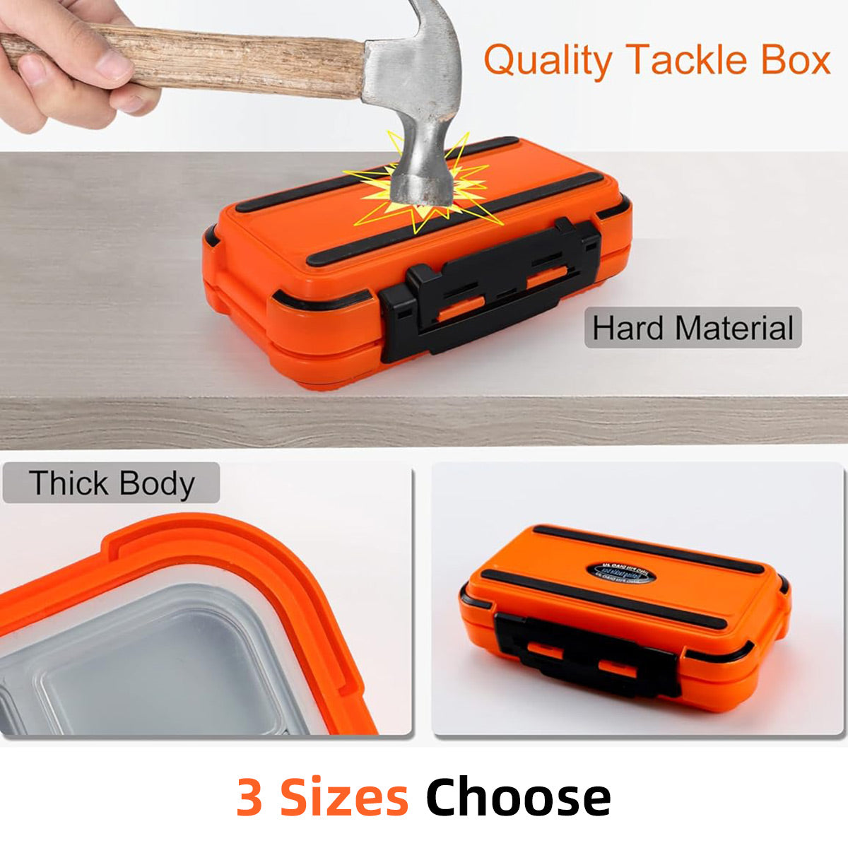 Fishing Tackle Box with Dividers and Snap-Lock Closure - Orange, Large (19.8 x 11 cm) - view 8