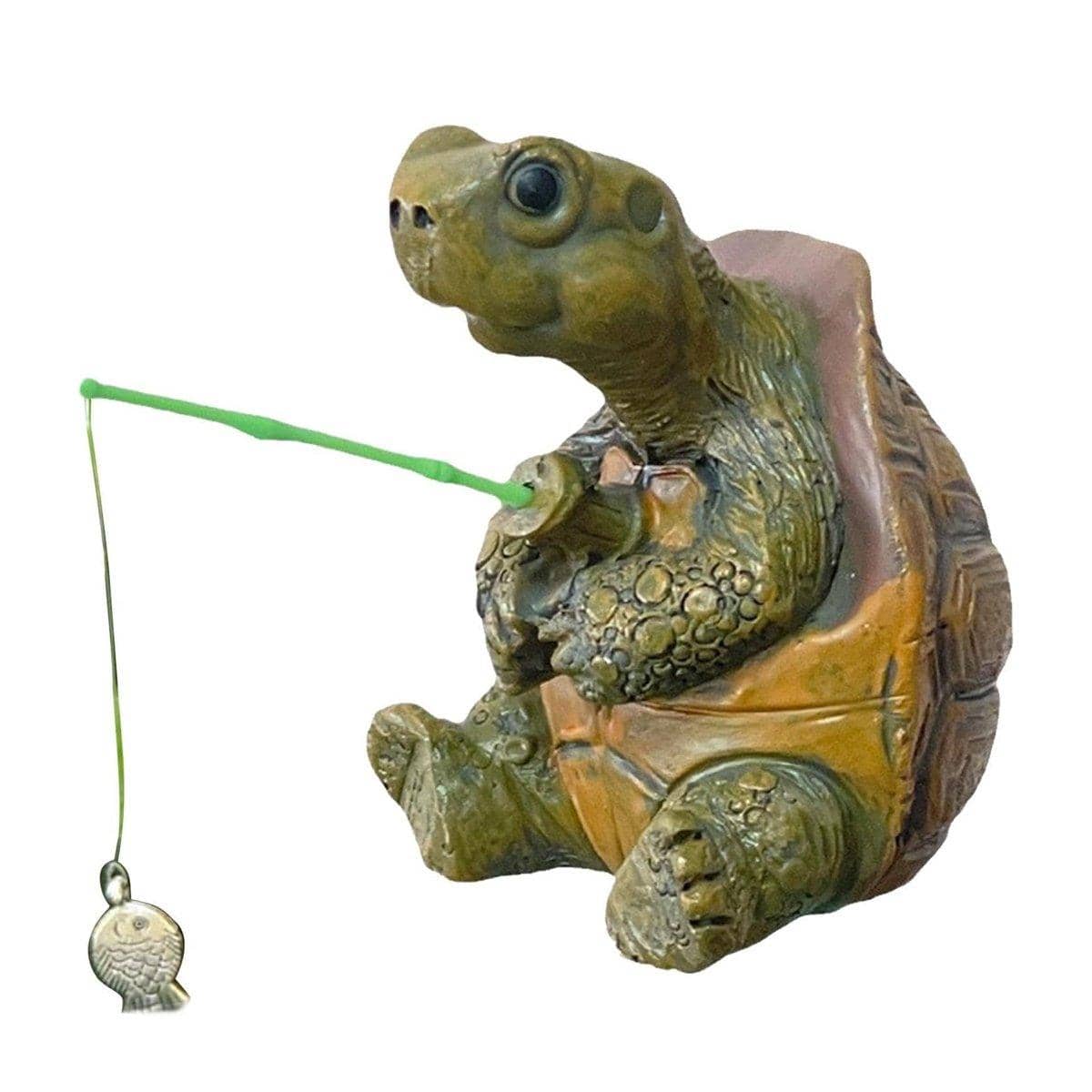 Fishing Turtle Ornament for Garden and Patio - 6.2 x 5.6 x 5cm Resin - view 2