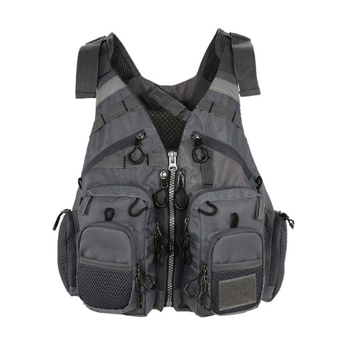 Fishing Vest with Multiple Pockets, Lightweight Breathable Mesh Back - Grey