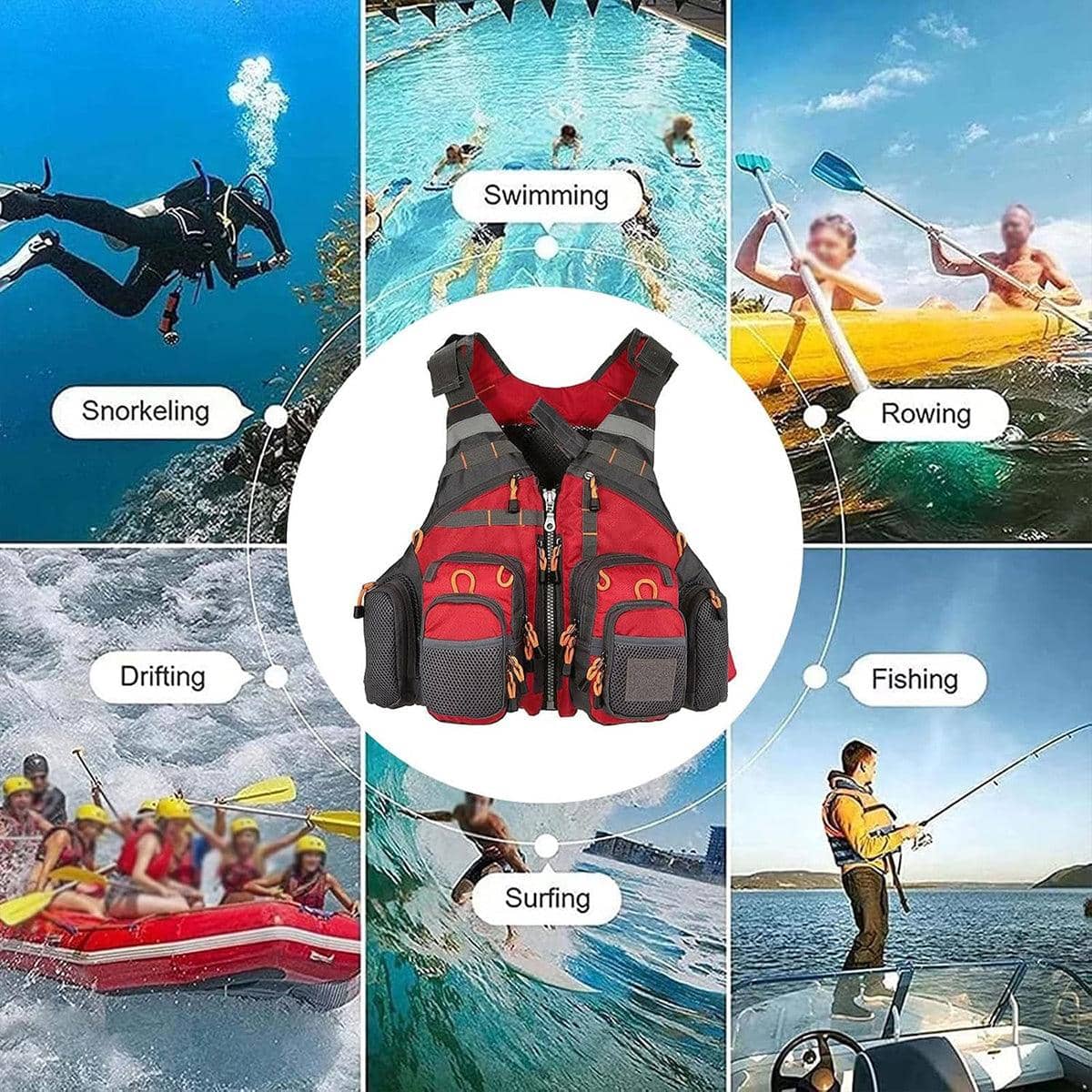 Fishing Vest with Multiple Pockets, Lightweight Breathable Mesh Back - Grey - view 5