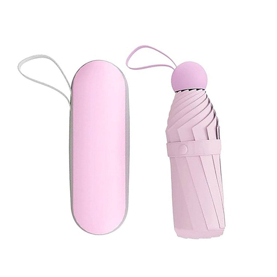 Five-Fold Sun Protection Umbrella with Storage Case - Light Pink