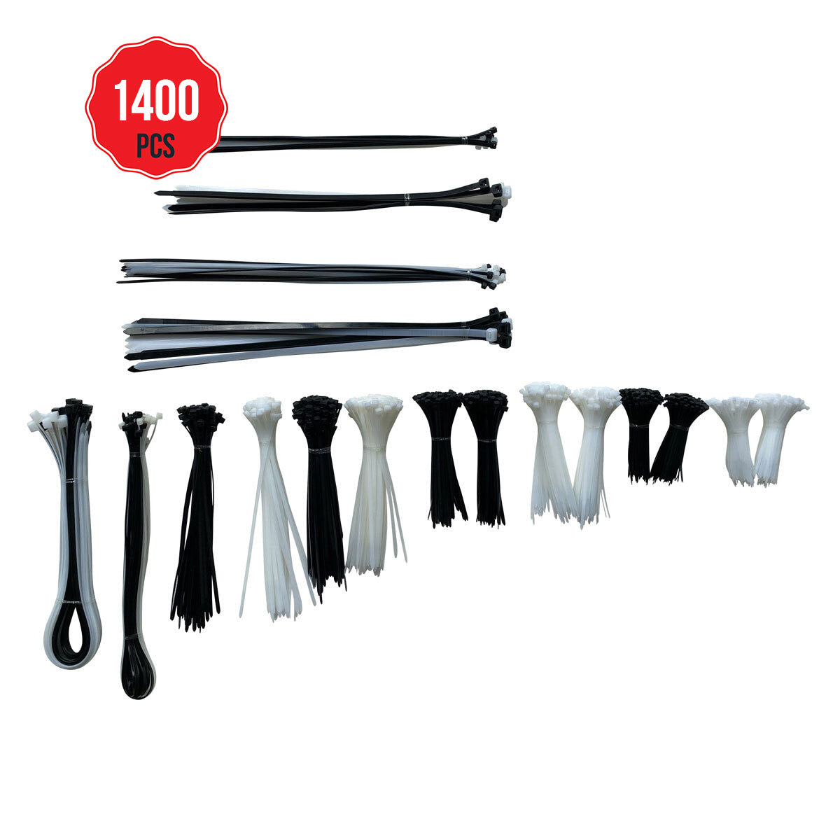 PowerhousePc Multi-Purpose Cable Ties 1400 Pieces UV Resistant