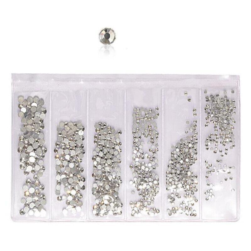 Flat Back Glass Nail Art Rhinestones - Clear, Approx 1440 Pieces