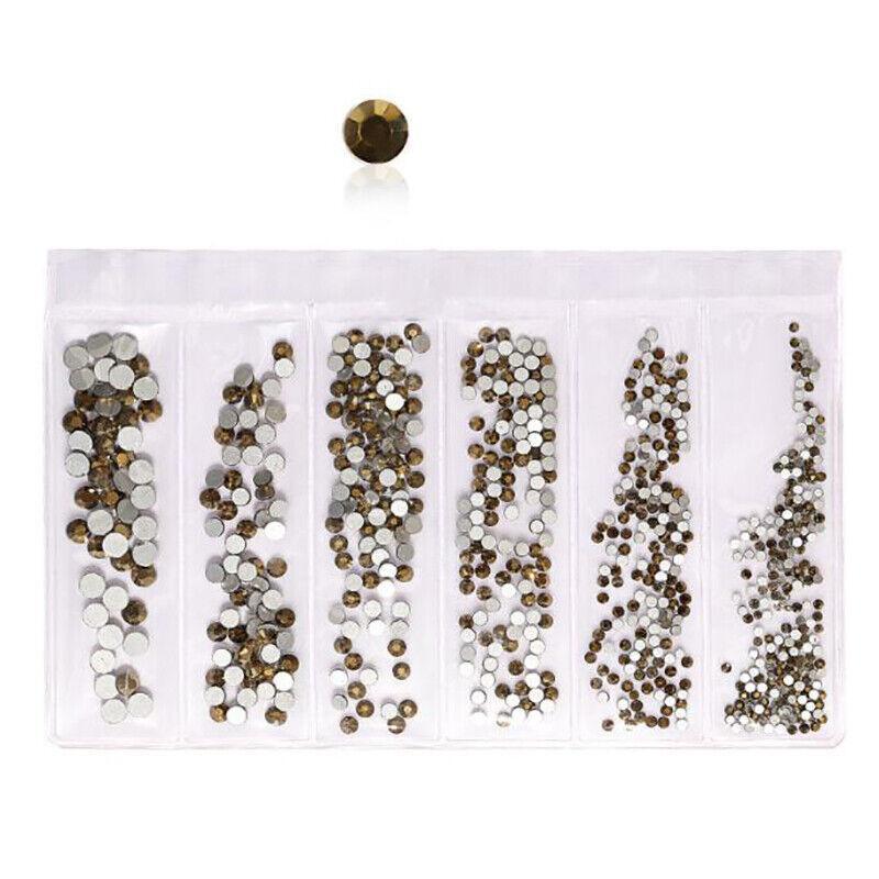 Flat Back Glass Nail Art Rhinestones - Coffee Brown, Approx 1440 Pieces