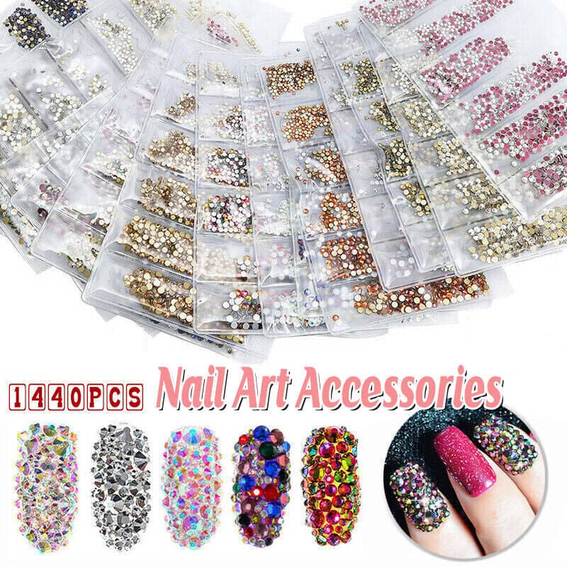Flat Back Glass Nail Art Rhinestones - Coffee Brown, Approx 1440 Pieces - view 2