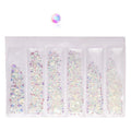 Flat Back Glass Nail Art Rhinestones - Iridescent White, Approx 1440 Pieces
