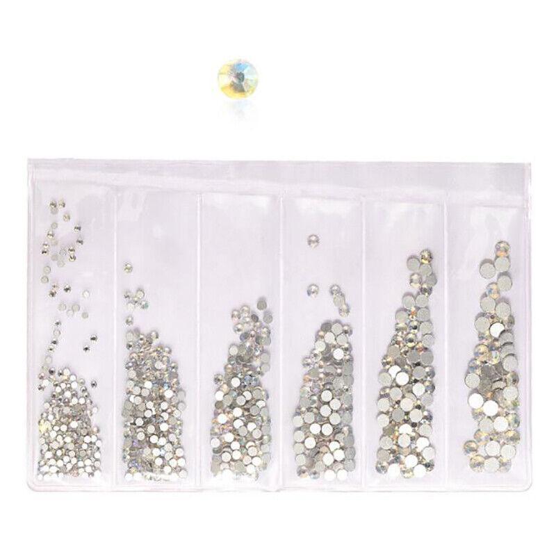 Flat Bottom Glass Nail Art Rhinestones, About 1440 pcs - Aurora