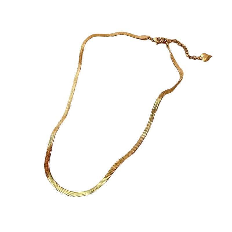 Flat Snake Chain Necklace in Titanium Steel - Gold