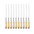 Flat Stainless Steel BBQ Skewers 55 cm with Wooden Handles, Pack of 12 - view 2