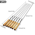 Flat Stainless Steel BBQ Skewers 55 cm with Wooden Handles, Pack of 12 - view 3