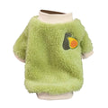 Fleece Dog Jumper with Avocado Motif, Warm Pet Coat - Green, Size L (Bust 42 cm)
