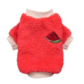 Fleece Dog Jumper with Embroidered Watermelon Patch - Red, XL (Chest 47 cm)