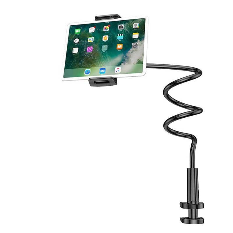 Flexible Gooseneck Phone and Tablet Holder with Clamp for Bed and Desk - Black