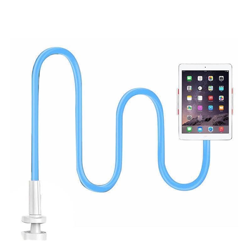 Flexible Gooseneck Phone and Tablet Holder with Clamp for Bed and Desk - Blue