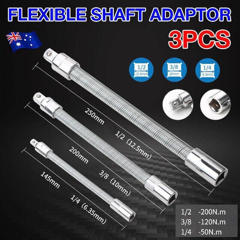 Flexible Socket Extension Bar Set, Pack of 3, 14.5 cm to 25 cm Long