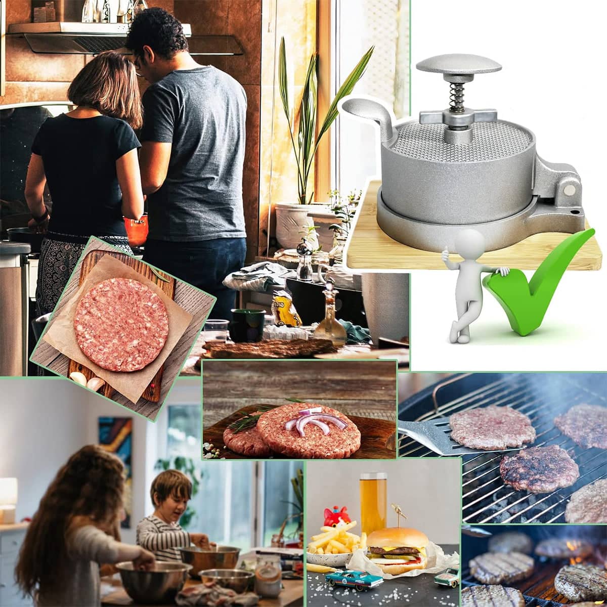 Flip Top Burger Press Meat Patty Maker, 13 cm Aluminium Alloy - view 4