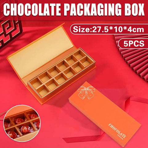 Flip-Top Chocolate Gift Boxes, Pack of 5 - Orange with Gold Interior