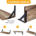 Floating Wall Shelves Set of 4 - Natural Wood with Black Brackets - view 4