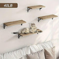 Floating Wall Shelves Set of 4 - Natural Wood with Black Brackets - view 5