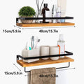 Floating Wall Shelves with Towel Bars, Pine and Iron, Pack of 2 - view 3