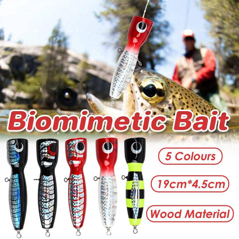 Floating Wood Fishing Lure 19 cm - Black and Lime Green - view 2