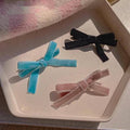Flocking Velvet Bow Hair Clip for Girls - Dusty Pink - view 4