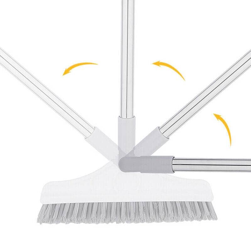 Floor Scrub Brush with Squeegee and Long Handle - Blue and Yellow - view 4