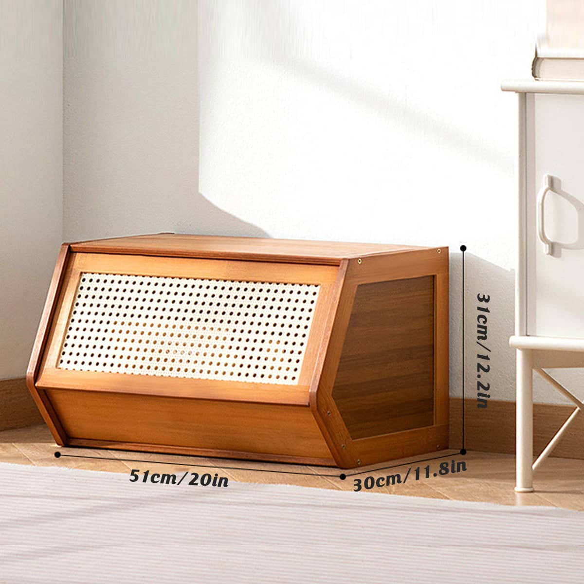Floor Standing Bamboo Bookcase Storage Cabinet, Single Layer - Honey Brown - view 3