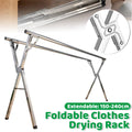 Floor Standing Folding Clothes Drying Rack, Extendable 150 to 240 cm for Home Use
