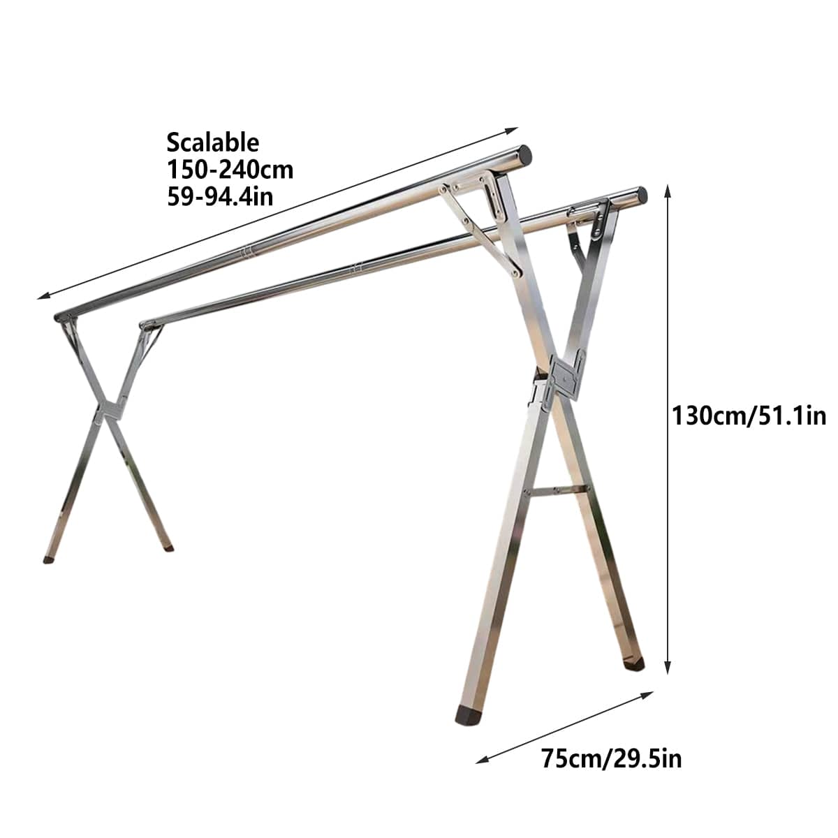 Floor Standing Folding Clothes Drying Rack, Extendable 150 to 240 cm for Home Use - view 3