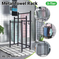 Floor-Standing Metal Towel Rack 3 Bar Black, 46 x 26 x 86 cm for Bathroom and Bedroom