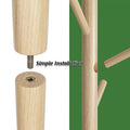 Floor-Standing Wooden Coat Rack with 8 Hooks and Round Side Table - Walnut - view 5