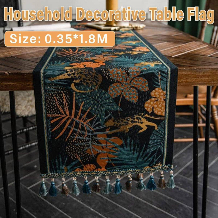 Floral Banana Leaf Table Runner, 35 x 180 cm - Coffee and Dining Table Decor