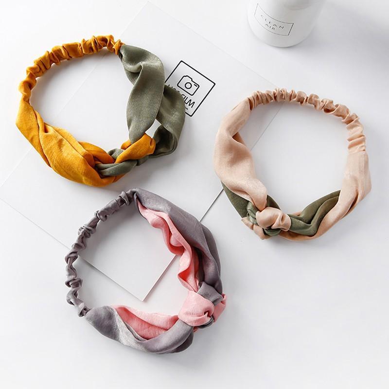 Floral Chiffon Headband with Elastic Cross Design - Pink - view 4