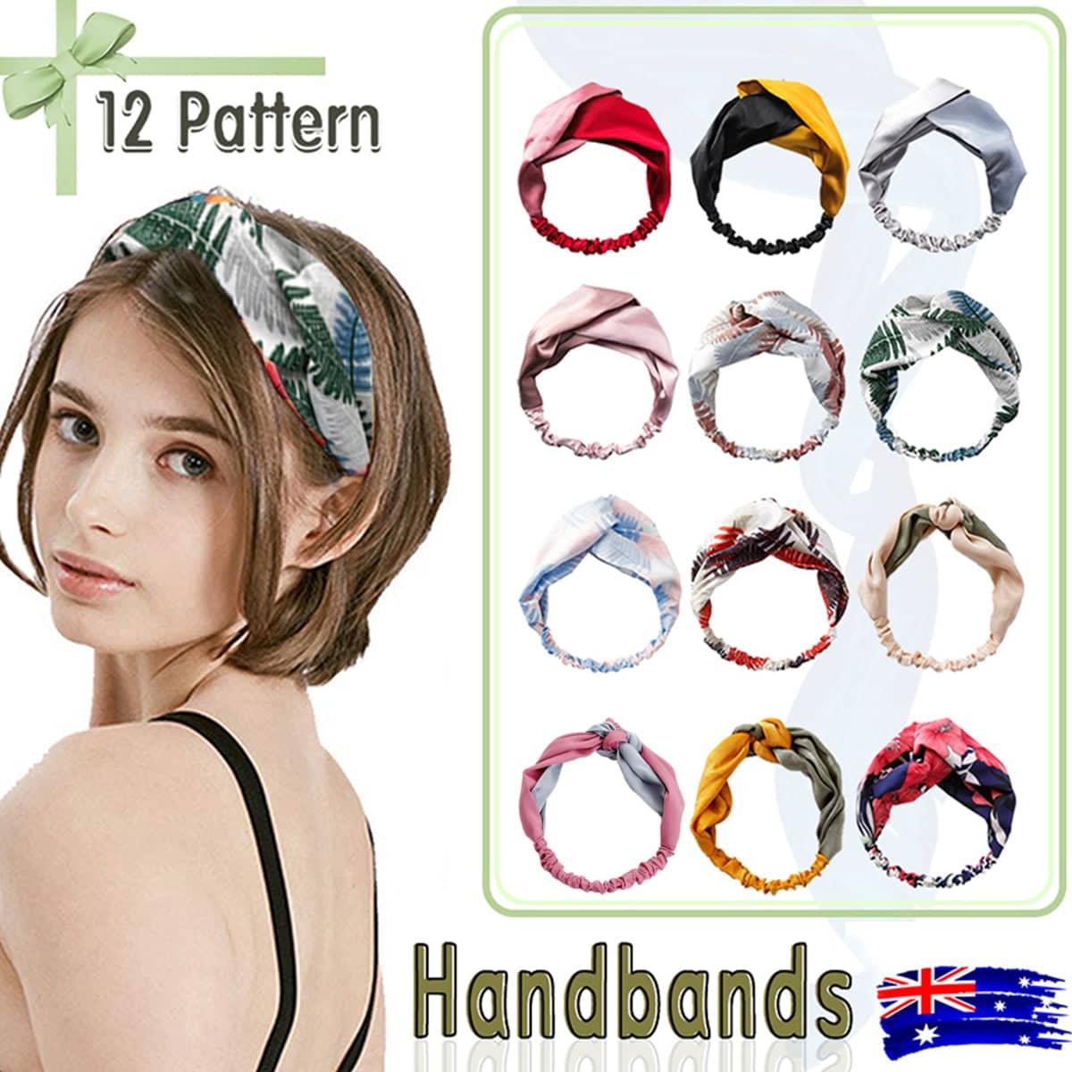 Floral Chiffon Headband with Elastic Cross Design - Wine Red - view 2