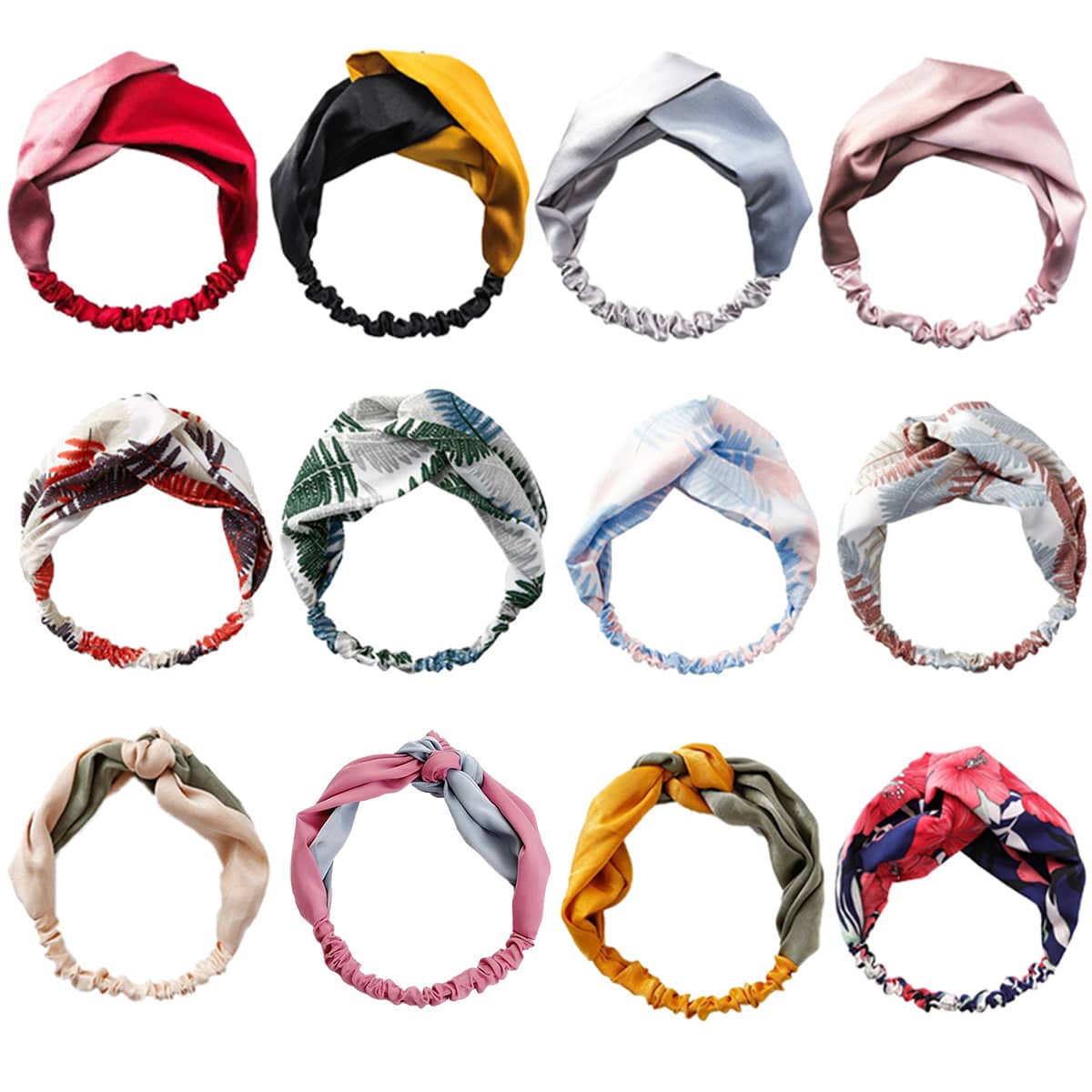 Floral Chiffon Headband with Elastic Cross Design - Wine Red - view 3