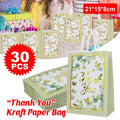 Floral Kraft Paper Gift Bags with Thank You Print, Pack of 30