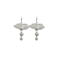 Floral Mori Style Tie Earrings with Imitation Pearls for Women, Silver - view 2
