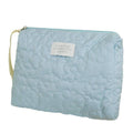 Floral Quilted Makeup Bag Multifunctional Cosmetic Pouch - Blue, 24 x 18 cm