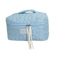 Floral Quilted Makeup Bag Multifunctional Cosmetic Pouch - Blue, 28 x 15 cm