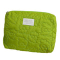 Floral Quilted Makeup Bag Multifunctional Cosmetic Pouch - Green, 24 x 18 cm