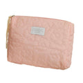 Floral Quilted Makeup Bag Multifunctional Cosmetic Pouch - Pink, 24 x 18 cm